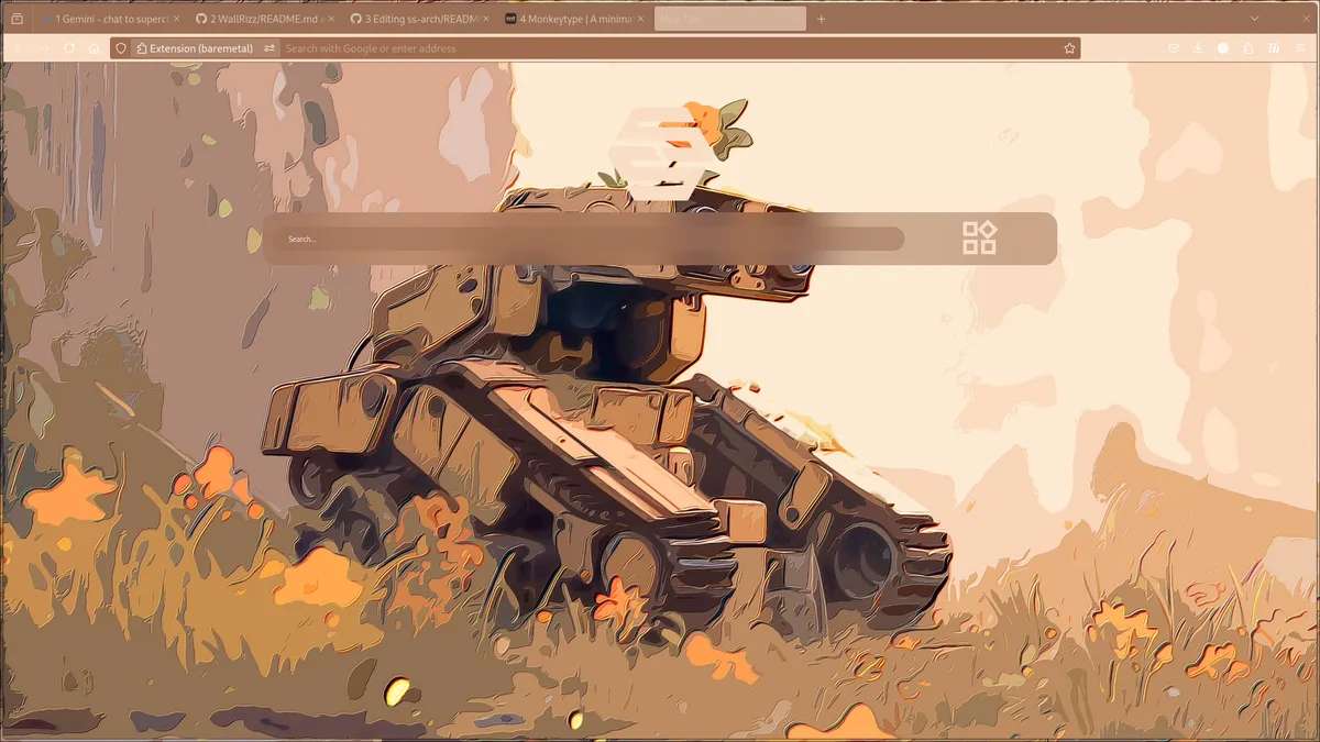 ss-arch desktop with the launcher open
