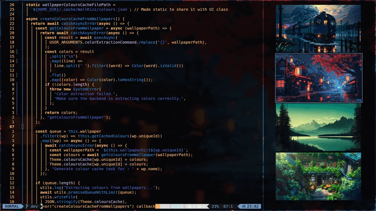 WallRizz theme editing in the terminal